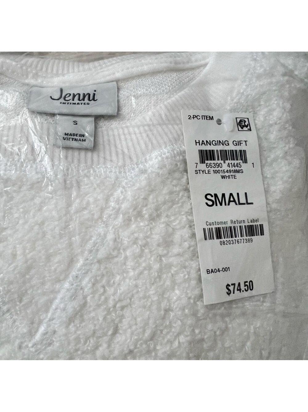 NEW-Jenni 2Pc Solid White Cozy, SuperSoft, Sherpa Pajama Set With Pockets Small - Picture 3 of 5
